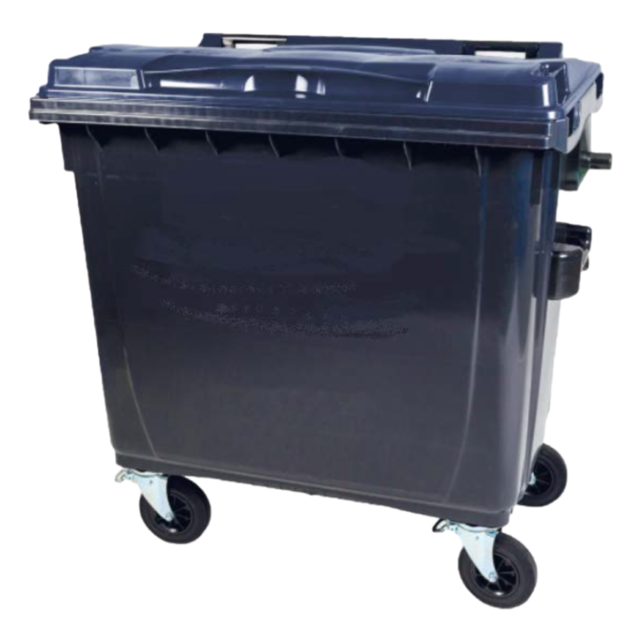 4 wheeled collection waste bin 1100L Green