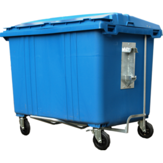 4 wheeled collection waste bin 1700L Blue H.D.P.E.