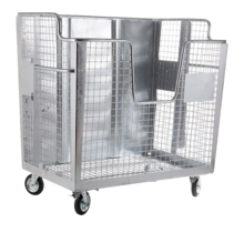 Waste wire mesh container 2000L galvanized  on wheels for cardboard, papers