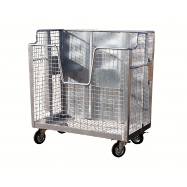 Conteneur à déchets grillagés 2000L galvanisé sur roues pour carton, papier, tissue