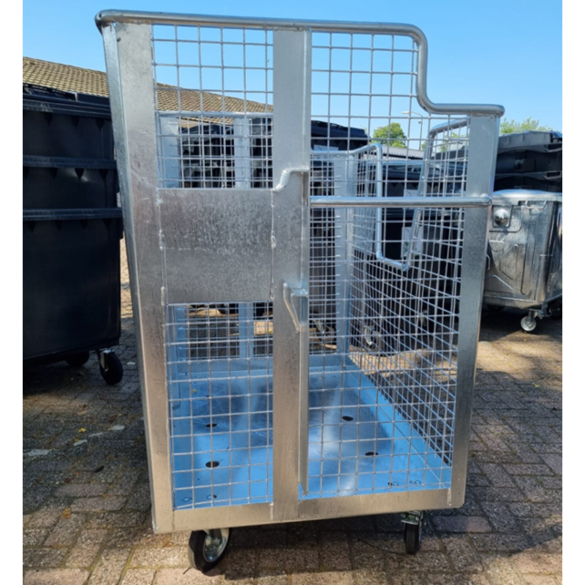 Conteneur à déchets grillagés 2000L galvanisé sur roues pour carton, papier, tissue