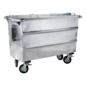 Steel waste container 750L galvanized on wheels with cover