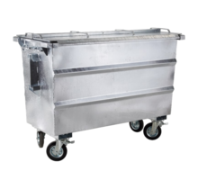 Steel waste container 750L galvanized on wheels with cover