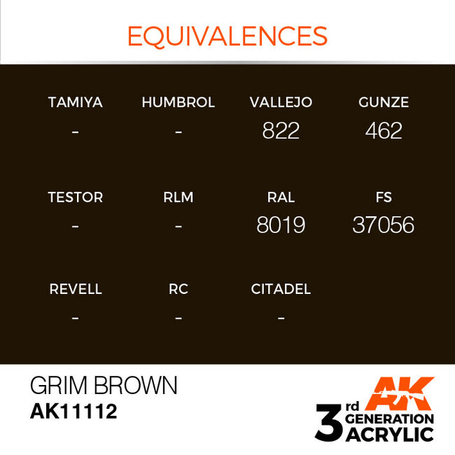 AK Interactive AK Interactive - 3rd Generation Acrylic: Grim Brown
