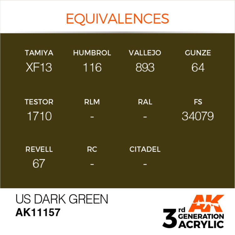 AK Interactive AK Interactive - 3rd Generation Acrylic: Us Dark Green