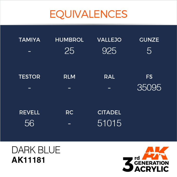 AK Interactive AK Interactive - 3rd Generation Acrylic: Dark Blue