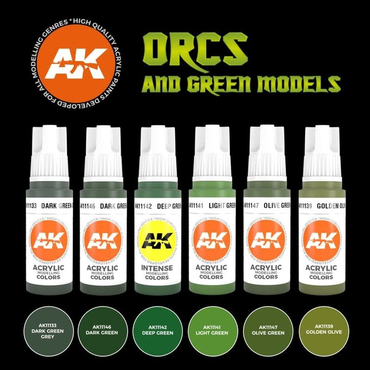 AK Interactive AK Interactive - 3rd Generation Acrylic: Orcs and Green Models Set