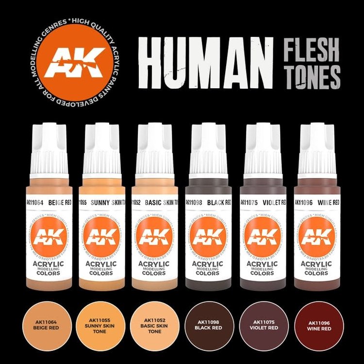 AK Interactive AK Interactive - 3rd Generation Acrylic: Human Flesh Tone Set