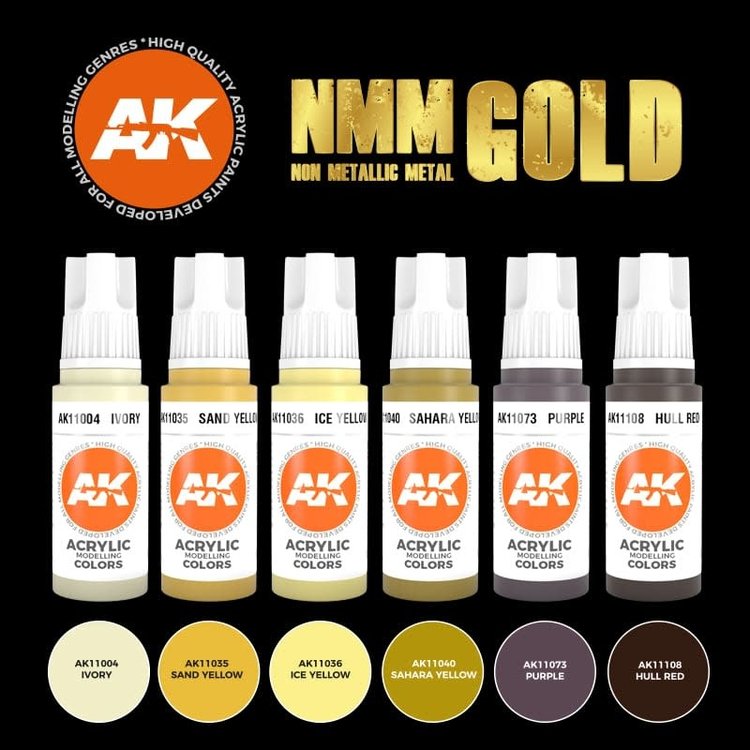 AK Interactive AK Interactive - 3rd Generation Acrylic: Non Metallic Metal Gold Set