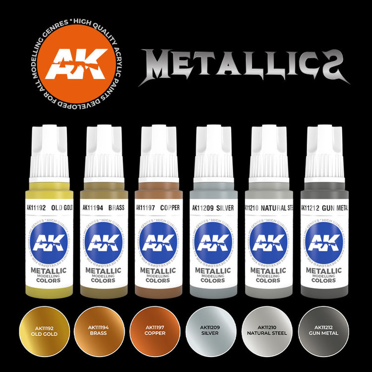 AK Interactive AK Interactive - 3rd Generation Acrylic: Metallics Colors Set