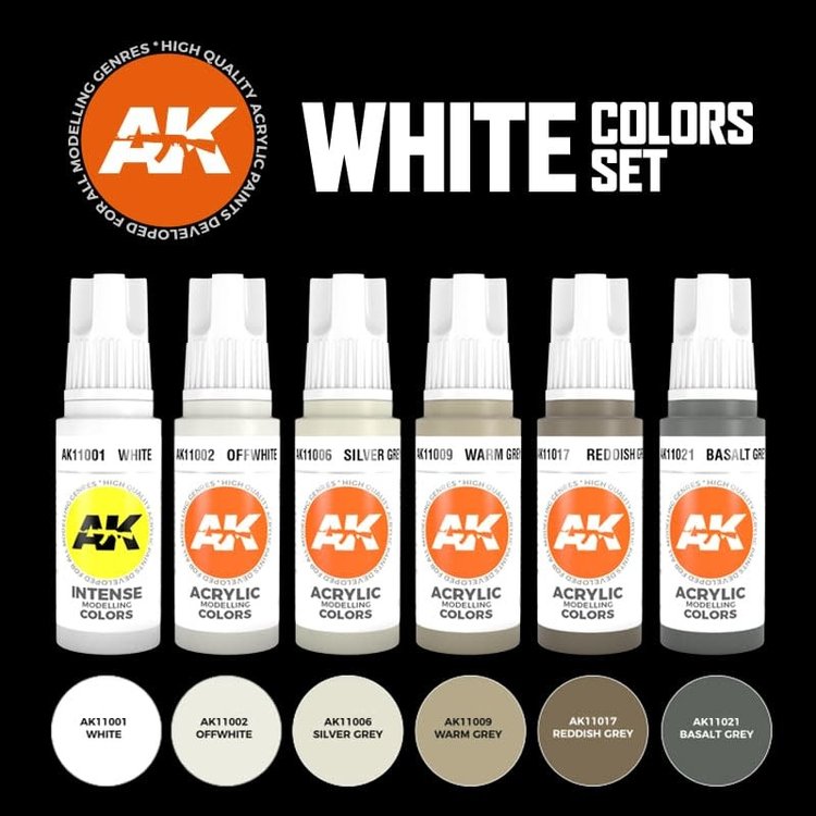 AK Interactive AK Interactive - 3rd Generation Acrylic: White Colors Set