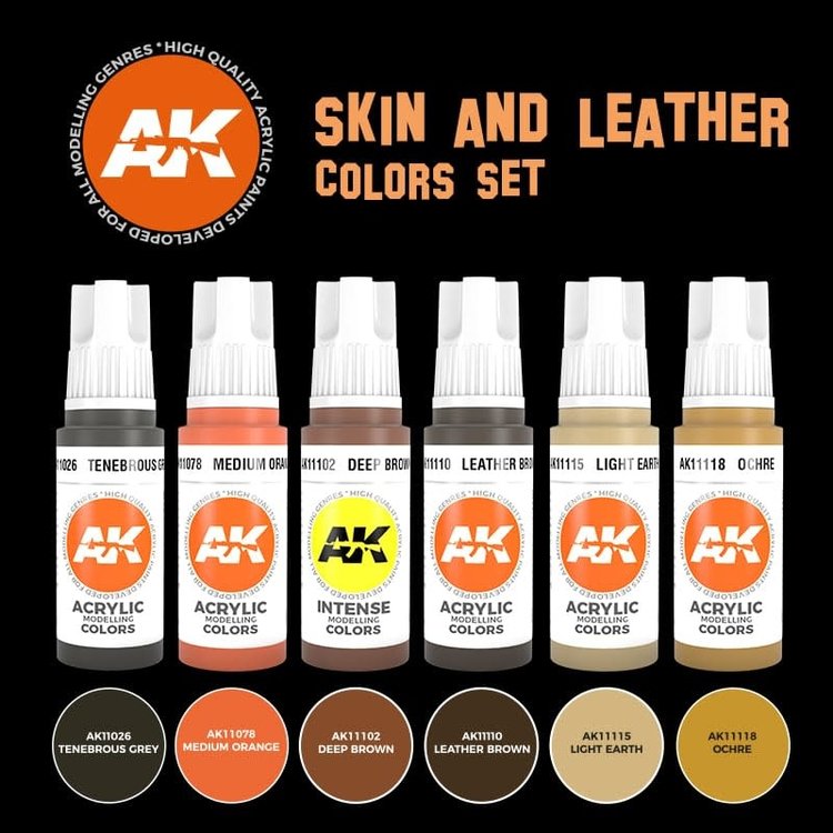 AK Interactive AK Interactive - 3rd Generation Acrylic: Skin and Leather Colors Set