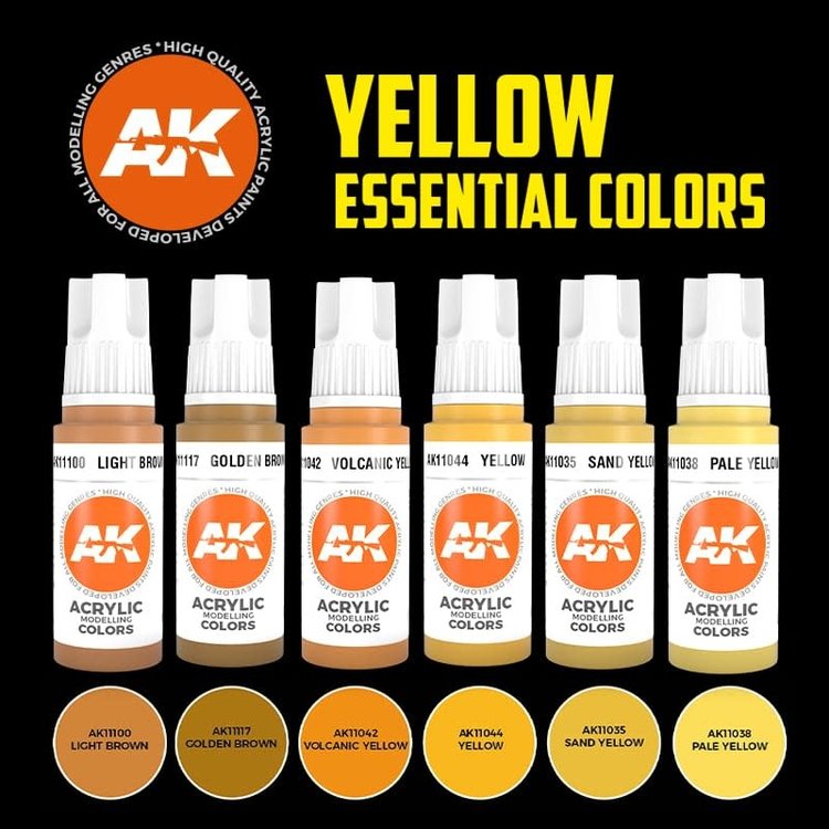 AK Interactive AK Interactive - 3rd Generation Acrylic: Yellow Essential Colors Set