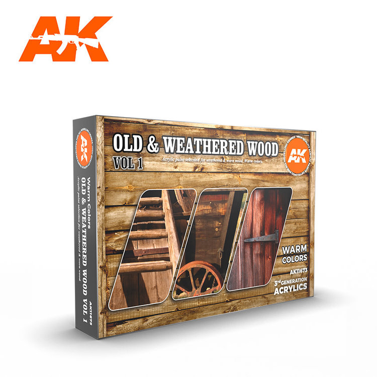 AK Interactive AK Interactive - 3rd Generation Acrylic: Old and Weatherd Wood Vol 1 Colors Set