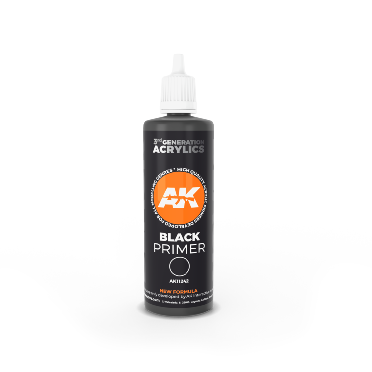 AK Interactive AK Interactive - 3rd Generation Acrylic: Black Primer 100ml