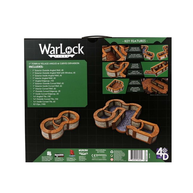 Wizkids Wizkids: WarLock Tiles - Town & Village - 1" Angles and Curves Expansion