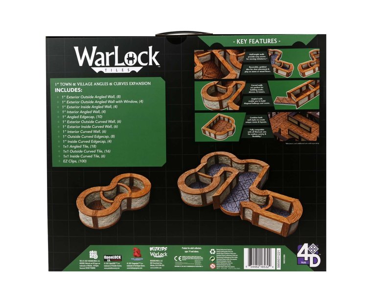 Wizkids Wizkids: WarLock Tiles - Town & Village - 1" Angles and Curves Expansion