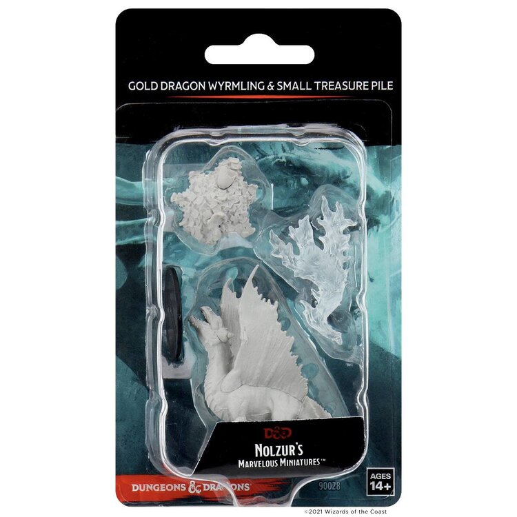Wizkids Wizkids - Nolzur's Marvelous Miniatures: Gold Dragon Wyrmling & Small Treasure Pile