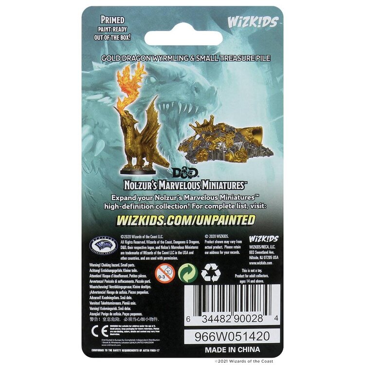 Wizkids Wizkids - Nolzur's Marvelous Miniatures: Gold Dragon Wyrmling & Small Treasure Pile