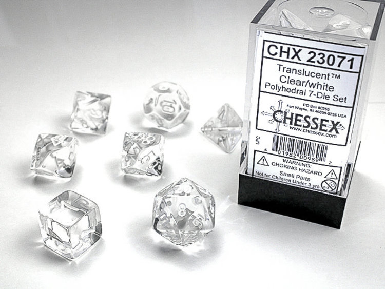 Chessex Chessex: Clear/white - Translucent Polyhedral 7-Die Set
