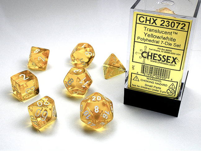 Chessex Yellow/white - Translucent Polyhedral 7-Die Set