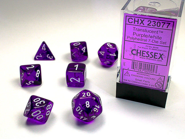 Chessex Purple/white - Translucent Polyhedral 7-Die Set