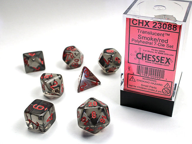 Chessex Smoke/red - Translucent Polyhedral 7-Die Set