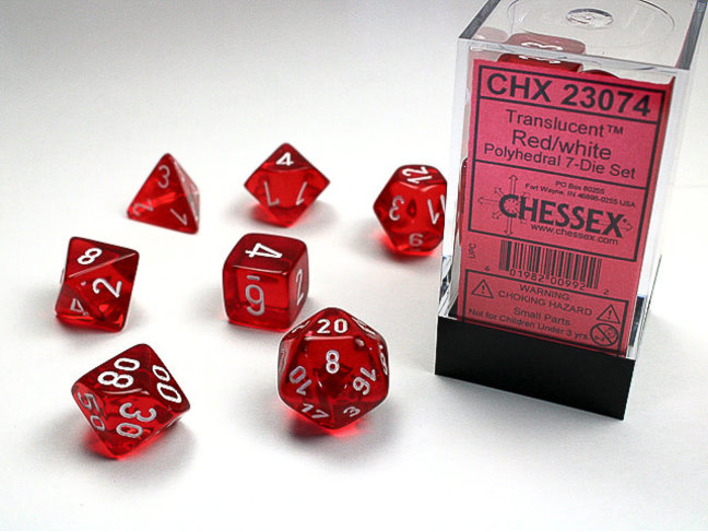 Chessex Red/white - Translucent Polyhedral 7-Die Set