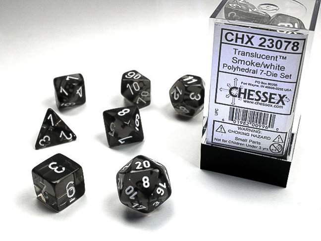 Chessex Smoke/white - Translucent Polyhedral 7-Die Set