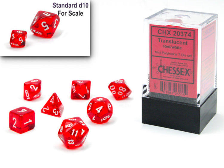 Chessex Chessex: Red/white - Translucent Polyhedral 7-Die Set Mini
