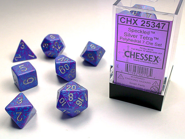 Chessex Silver Tetra - Speckled Polyhedral 7-Die Set
