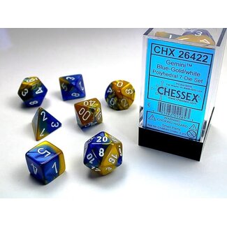Chessex Blue-Gold/white - Gemini Polyhedral 7-Die Set