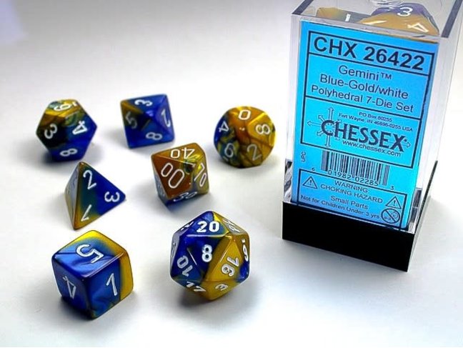 Chessex Blue-Gold/white - Gemini Polyhedral 7-Die Set