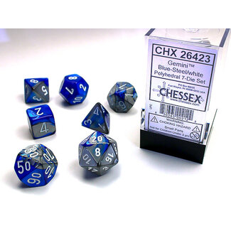 Chessex Blue-Steel/white - Gemini Polyhedral 7-Die Set