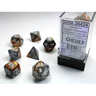 Chessex Copper-Steel/white - Gemini Polyhedral 7-Die Set