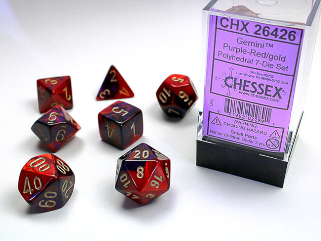 Chessex Purple-Red/gold - Gemini Polyhedral 7-Die Set