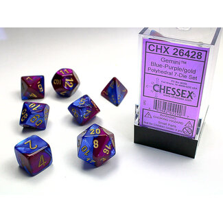 Chessex Blue-Purple/gold - Gemini Polyhedral 7-Die Set