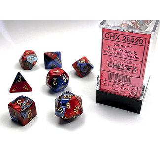 Chessex Blue-Red/gold - Gemini Polyhedral 7-Die Set
