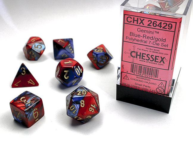 Chessex Blue-Red/gold - Gemini Polyhedral 7-Die Set