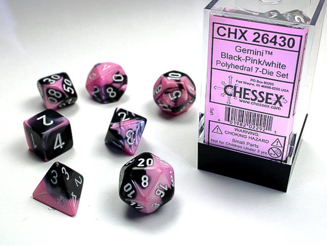 Chessex Black-Pink/white - Gemini Polyhedral 7-Die Set