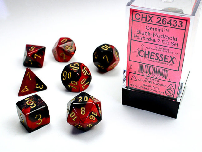 Chessex Black-Red/gold - Gemini Polyhedral 7-Die Set