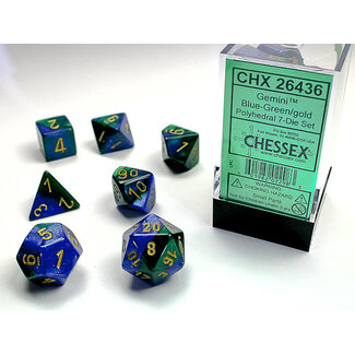Chessex Blue-Green/gold - Gemini Polyhedral 7-Die Set