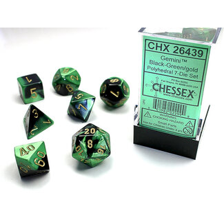 Chessex Black-Green/gold - Gemini Polyhedral 7-Die Set