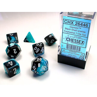 Chessex Black-Shell/white - Gemini Polyhedral 7-Die Set