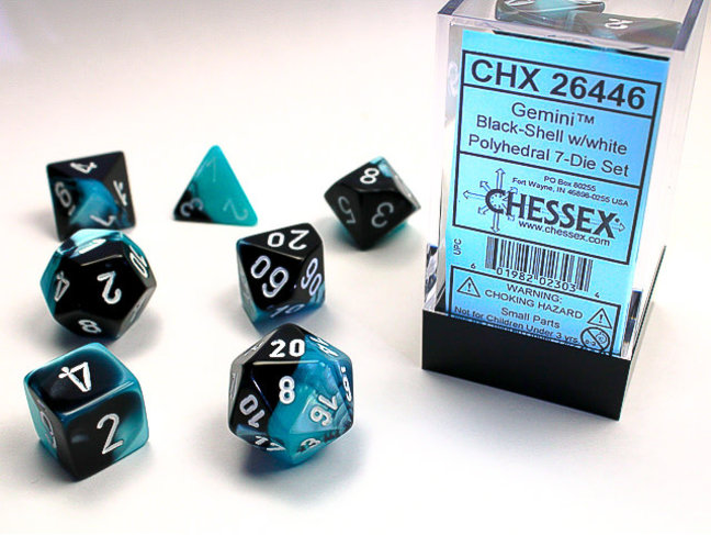 Chessex Black-Shell/white - Gemini Polyhedral 7-Die Set