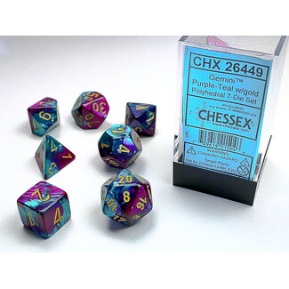 Chessex Purple-Teal/gold - Gemini Polyhedral 7-Die Set