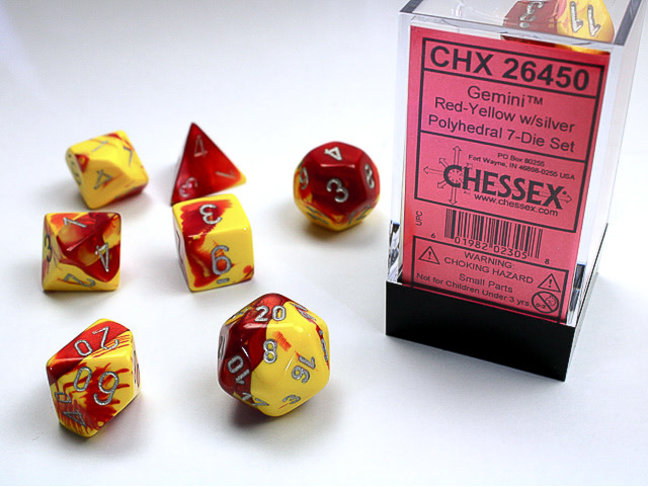 Chessex Red-Yellow/silver - Gemini Polyhedral 7-Die Set