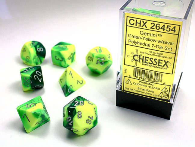 Chessex Green-Yellow/silver - Gemini Polyhedral 7-Die Set