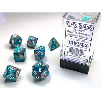 Chessex Steel-Teal/white - Gemini Polyhedral 7-Die Set