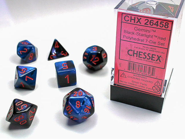 Chessex Black-Starlight/red - Gemini Polyhedral 7-Die Set